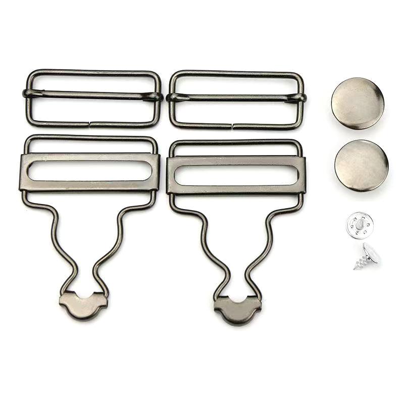 Latzhosenverschlüsse, Klammerschnallen mit Jeansknöpfen, Set für Jeansjacken, Heimwerken, Bekleidung, Nähzubehör schwarz