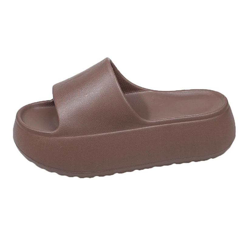 Mode Damen Schuhe Plateau Hausschuhe für Damen Sommer Komfort Weiche Sohle Strandschuhe Pantoletten Damen Dicke Sohle Rutschfeste Sandalen Damen 35-36 braun