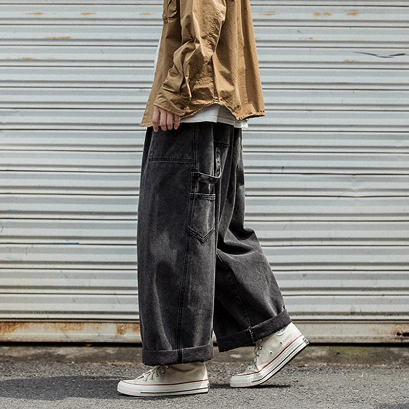 2023 übergroße Streetwear Multi-Pocket-Jeans Cargo Hosen Plus Größe Beiläufige Breite Bein Jogger Denim Hosen Harajuku Baggy Hosen männer 2XL schwarz