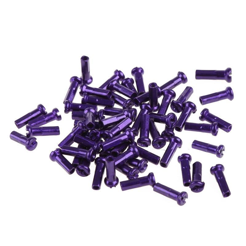60x Bunte MTB Rennrad Speichennippel 14G 2mm Durchmesser Berg Rennrad Lang 12mm Radsport Ersatzzubehör violett