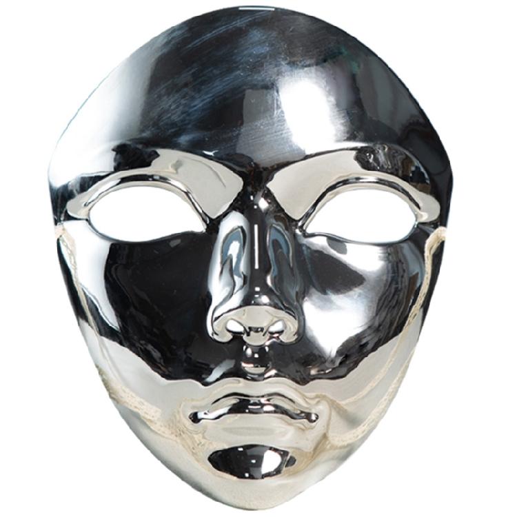 Metallic-Farbmaske, Halloween-Partymaske, Vollgesichtsmaske, Maskerademaske für Damen und Herren, Maskerade, Halloween-Cosplay silber