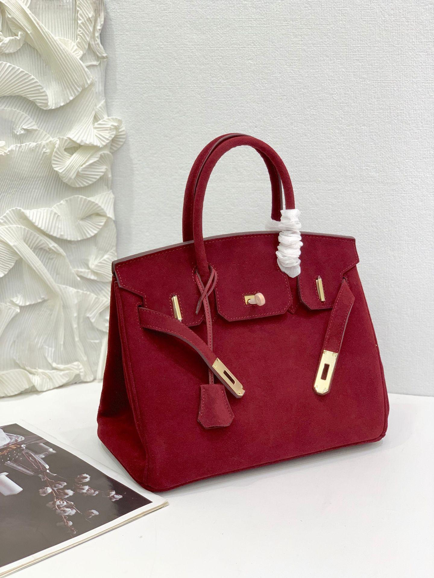 Und Platin Tasche Limited Edition Matte Leder Casual Leder Handheld frauen Tasche Mode H Tasche Mode frauen Tasche 30x16x23cm wein rot
