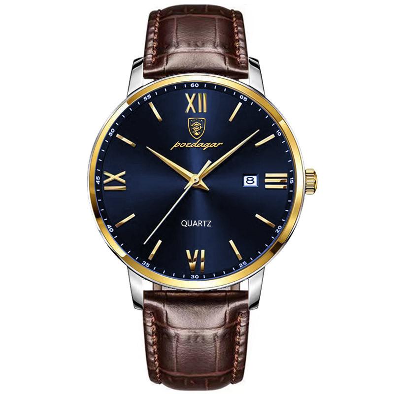Top Marke Ultra Dünne Herren Uhr Wasserdicht Leuchtende Quarz Uhr Business Leder Sport Luxus Uhr Mlae braun/blau