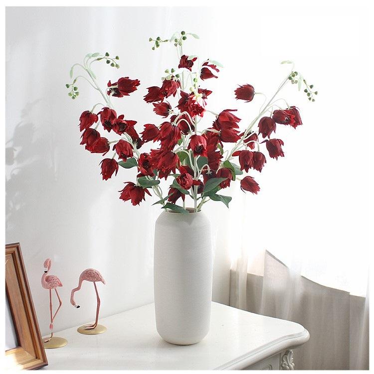 Künstliche Blumen Campanula Blumen Fake Blumen Trockenblumen Hochzeitsdekoration Blumen rot