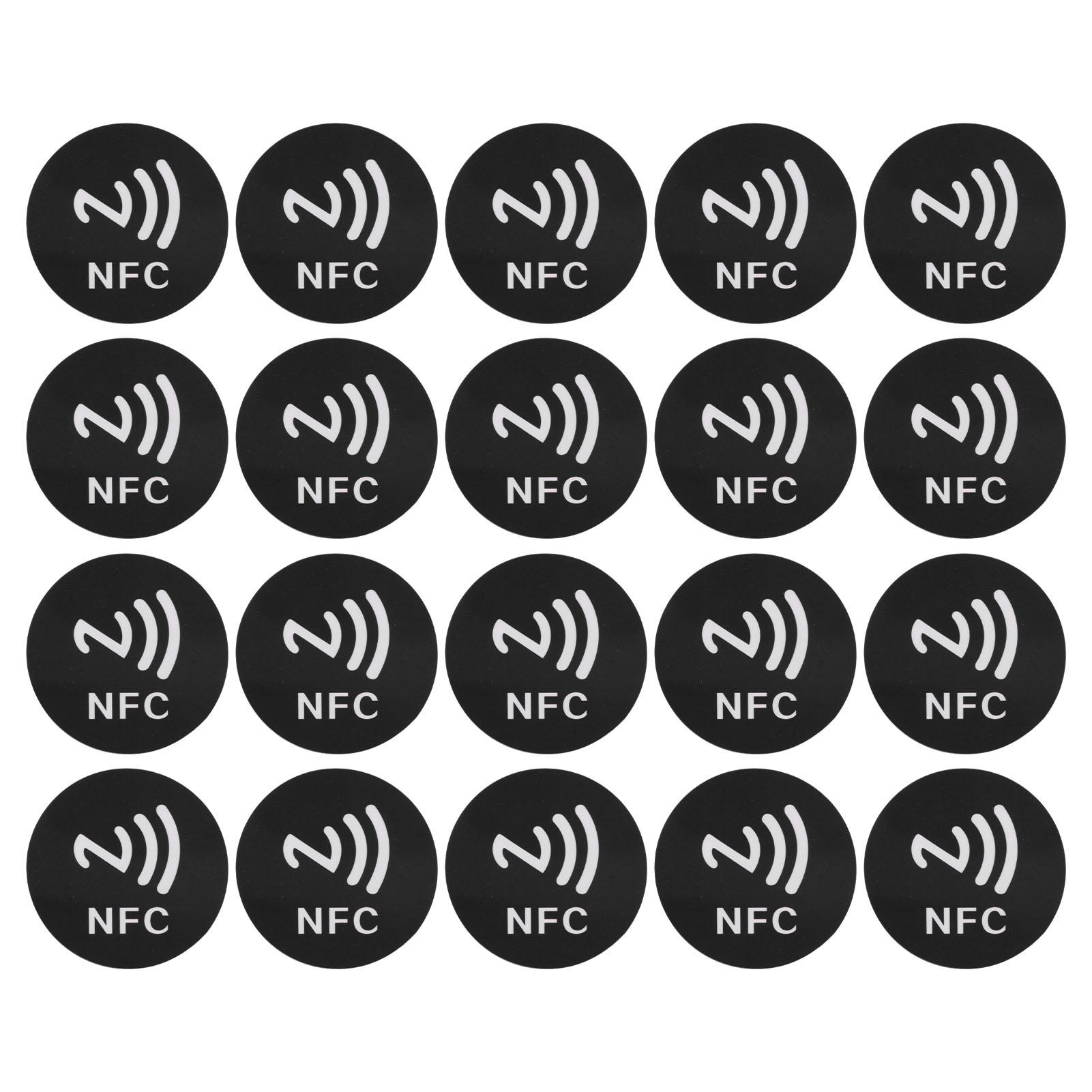 20 Stück NFC-Aufkleber 125KHz Störfestigkeit ID Telefon NFC-Aufkleber für Zugangskontrolle Home Assistant schwarz