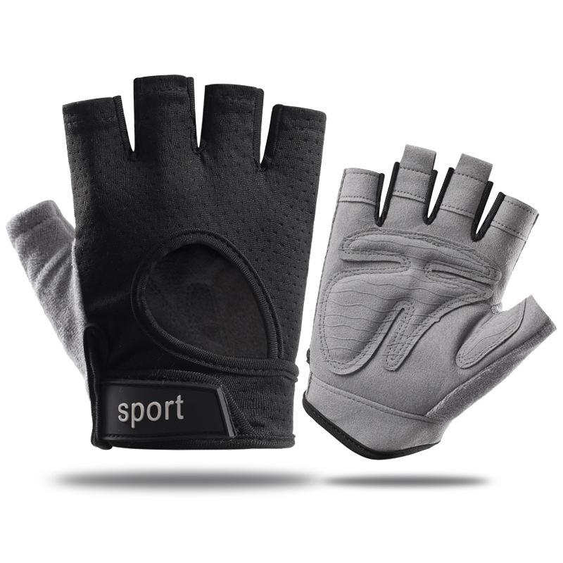 Fingerlose Sport-Trainings-Fitnessstudio-Trainingshandschuhe Geeignet für Männer Frauen Fahrradhandschuhe Motorrad-MTB Anti-Rutsch-Handschuhe Fahrradzubehör M schwarz