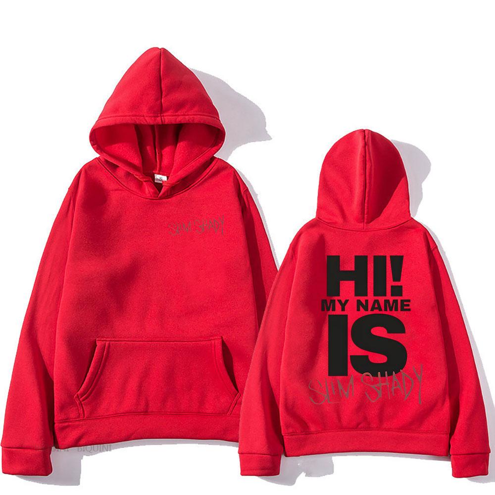Eminem Slim Shady Hoodies Sudaderas Con Capucha Langarm Männer Frauen Sweatshirts mit Kapuze Sudaderas Fleece Unisex Pullover XL rot
