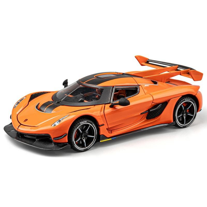 1/24 Koenigsegg Jesko Supercar, Legierung, Druckguss-Spielzeugauto, Modell, Ton und Licht, Pullback, Kinderspielzeug, Sammlerstücke, Geburtstagsgeschenk orange