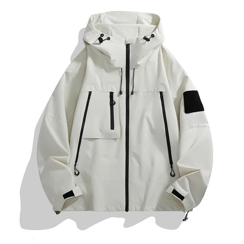Outdoorjacke Herren Winddicht Wasserdicht Berg System Rushing Jacke Arbeitskleidung Kapuzenjacke Paar Angeln Bergsteigen Kleidung S elfenbein