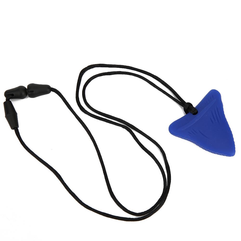 Silikon Zahnen Halskette Baby Kauen Halskette Spielzeug Autistische Kinder Beißring Anhänger Halskette Perle blau