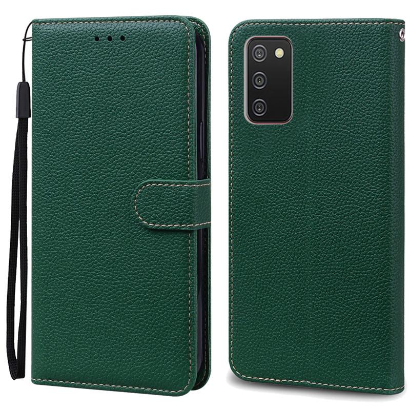 A02S Hülle Für Samsung Galaxy A02s Hülle Leder Brieftasche Flip Hülle Für Coque Samsung Galaxy A02S A 02s A025F Hülle Weiche Fundas Etui For Samsung A02S dunkelgrüne