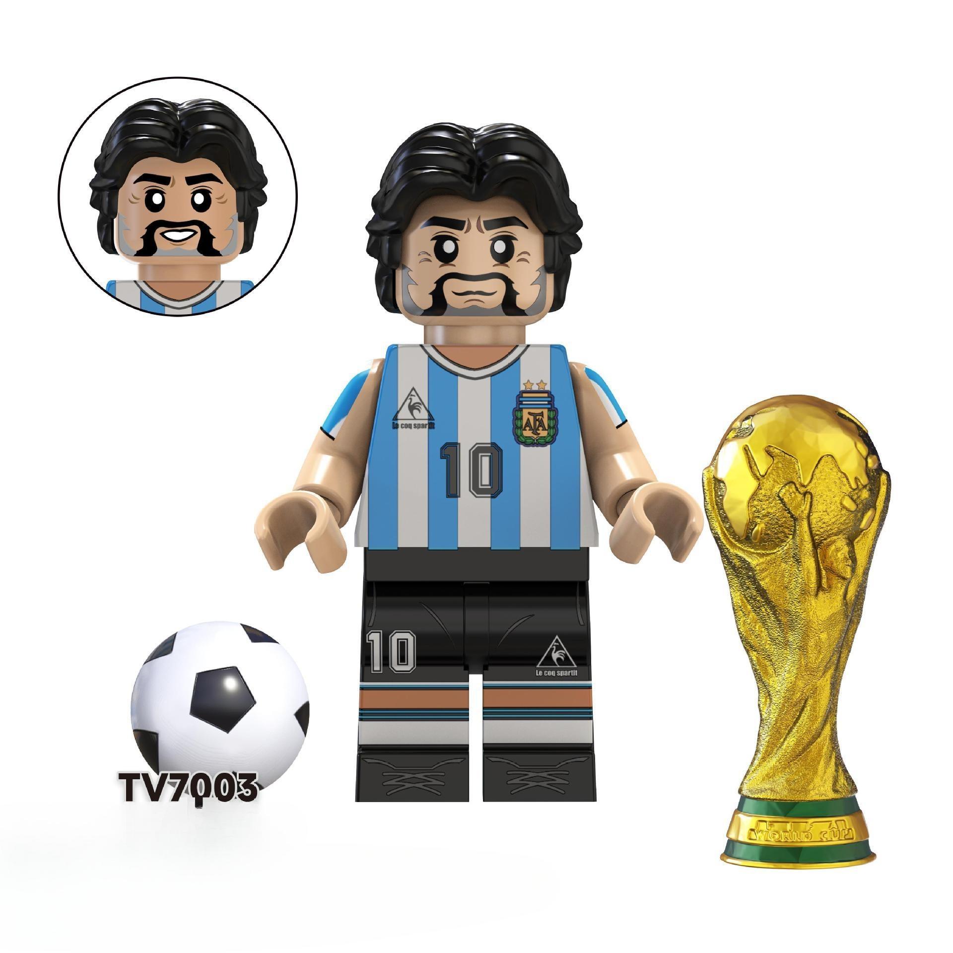 Fußballfiguren Bausteine TV6501 Bausteine Spielzeug Fußballstars für Geburtstag Halloween Weihnachtsgeschenke black
