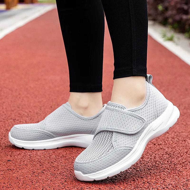 Ältere Diabetikerschuhe Männer Frauen Sneaker Große Größe Plus Dünger Erweiterung Schuhe Verstellbarer Fuß Schwellungen Schuh Rutschfeste Paar 43 graue