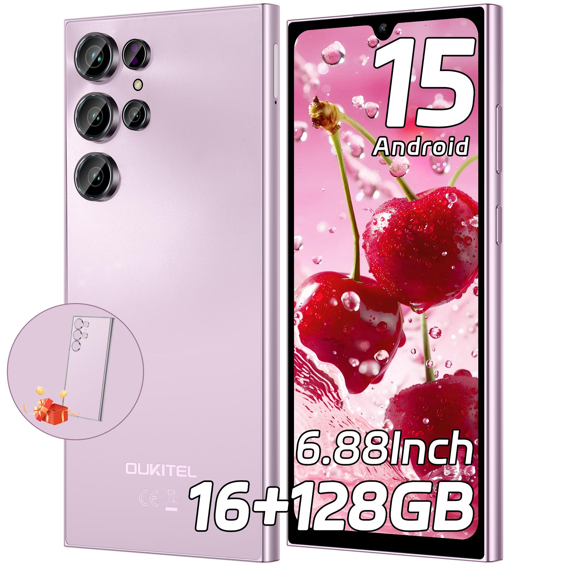 OUKITEL C61 Entsperrtes Handy 2025 - Android 15, 6,88 Display Smartphone, 16GB+128GB/1TB, 5150mAh Akku Handy, 13MP Kamera rosa