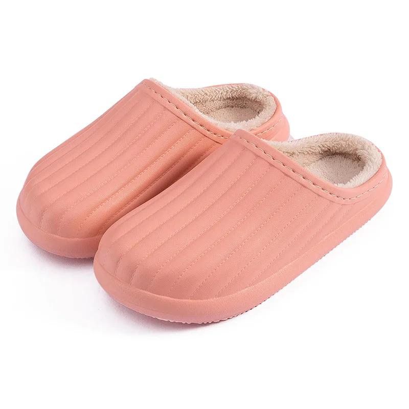 Wasserdichte, rutschfeste Hausschuhe für den Winter, warme Damen-Hausschuhe aus Baumwolle, rutschfeste Damen-Hausschuhe aus Memory-Schaum, Paarschuhe 38 rosa
