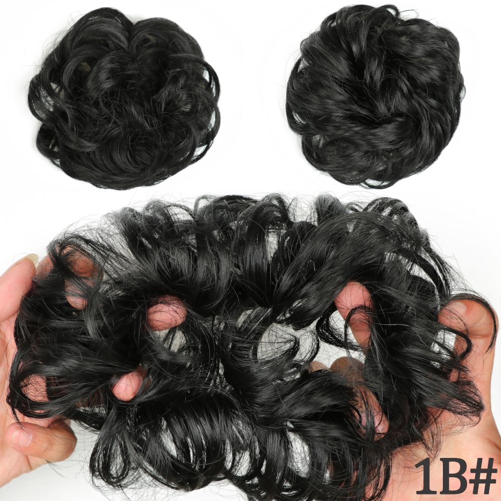 MERISIHAIR Synthetische hitzebeständige Hochtemperaturfaser-Haarteile für unordentliches Haar mit elastischem Donut-Dutt für Damen 8 cm