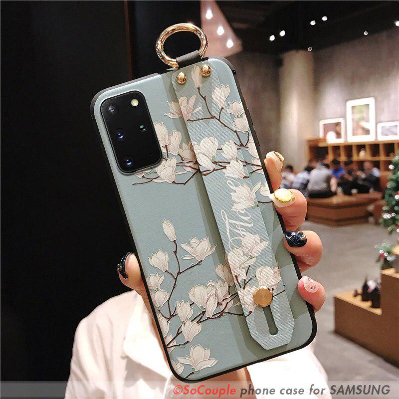 Handyhalter-Hülle für Samsung Galaxy A50 A51 A71 A70 A30s A20 A40 A10 S9 S8 S10 S20 Ultra Note 10 Plus Handgelenkschlaufe For S20 Ultra hellgrüne