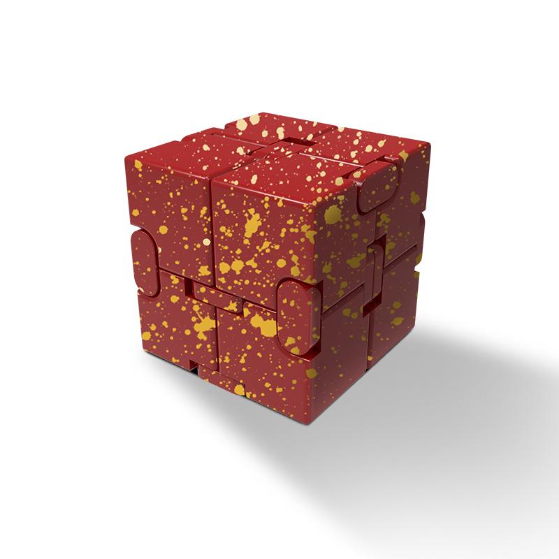 Fidget Infinity Cube Spielzeug, Aluminiumlegierung Metall Infinity Cube Gadgets Spielzeug für Erwachsene, Zauberwürfel zur Stress- und Angstlinderung 3.8*3.8*3.8cm gelb/rot