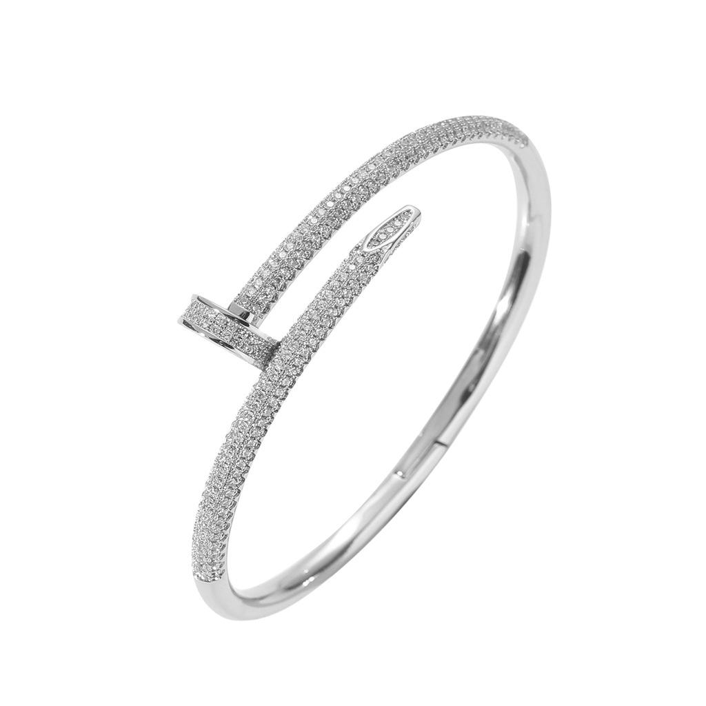 Hip-Hop-Armband, T-Zirkon-Liebhaber-Armband, personalisiertes Mode-Männer-Hip-Hop-Armband Silver trumpet 7inch