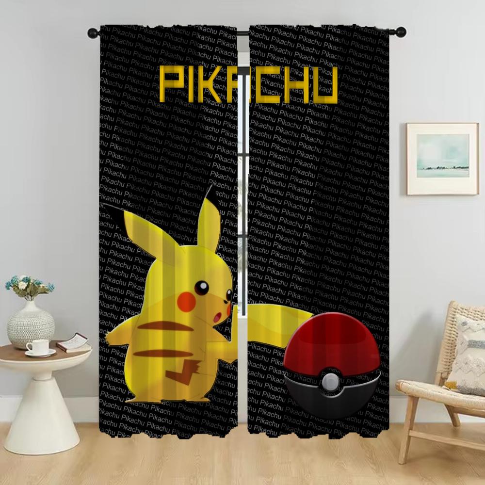 P-Pokemones Vorhänge Kinderzimmer Trennwand Tüll für Schlafzimmer Wohnzimmer Vorhang Schattierungen Home Interior Vorhänge 2 Stück Küche W96xH213cmx2pcs-CL