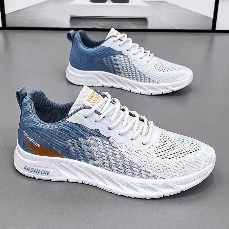 Herren Laufschuhe Atmungsaktive Strick Sportsneaker Dicksohlige Atmungsaktive Rutschfeste Laufschuhe Herren Sneaker Tennisschuhe 39 white
