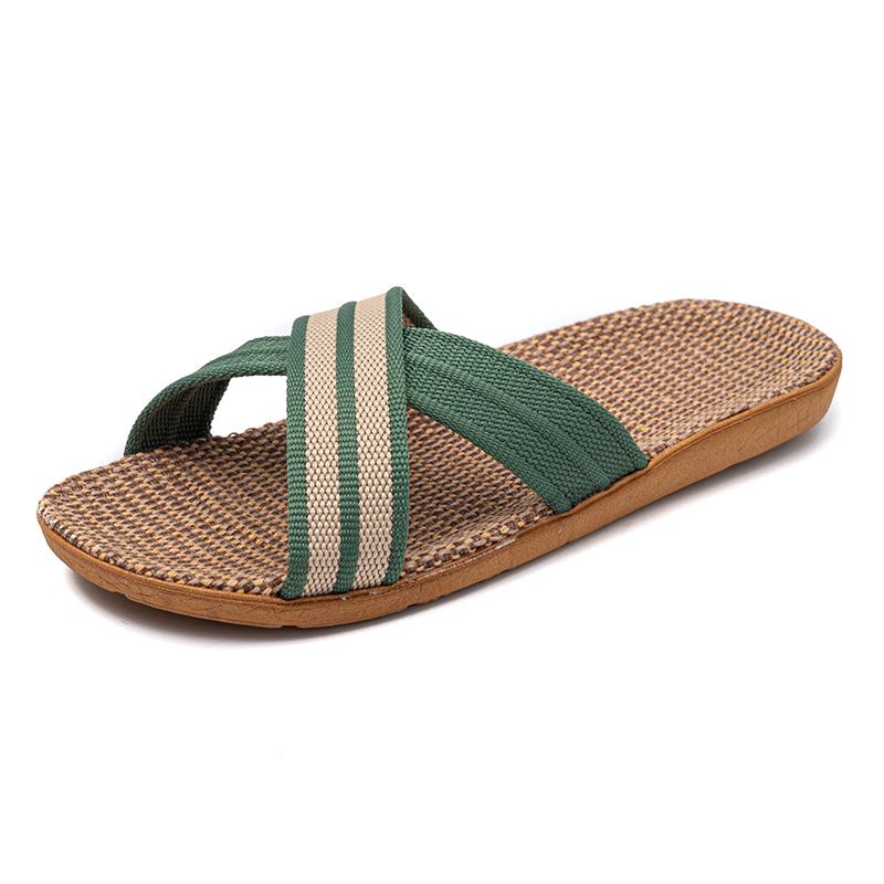 36-45 Damen Hausschuhe Leinen Casual Sommer Hausschuhe 40-41 grün