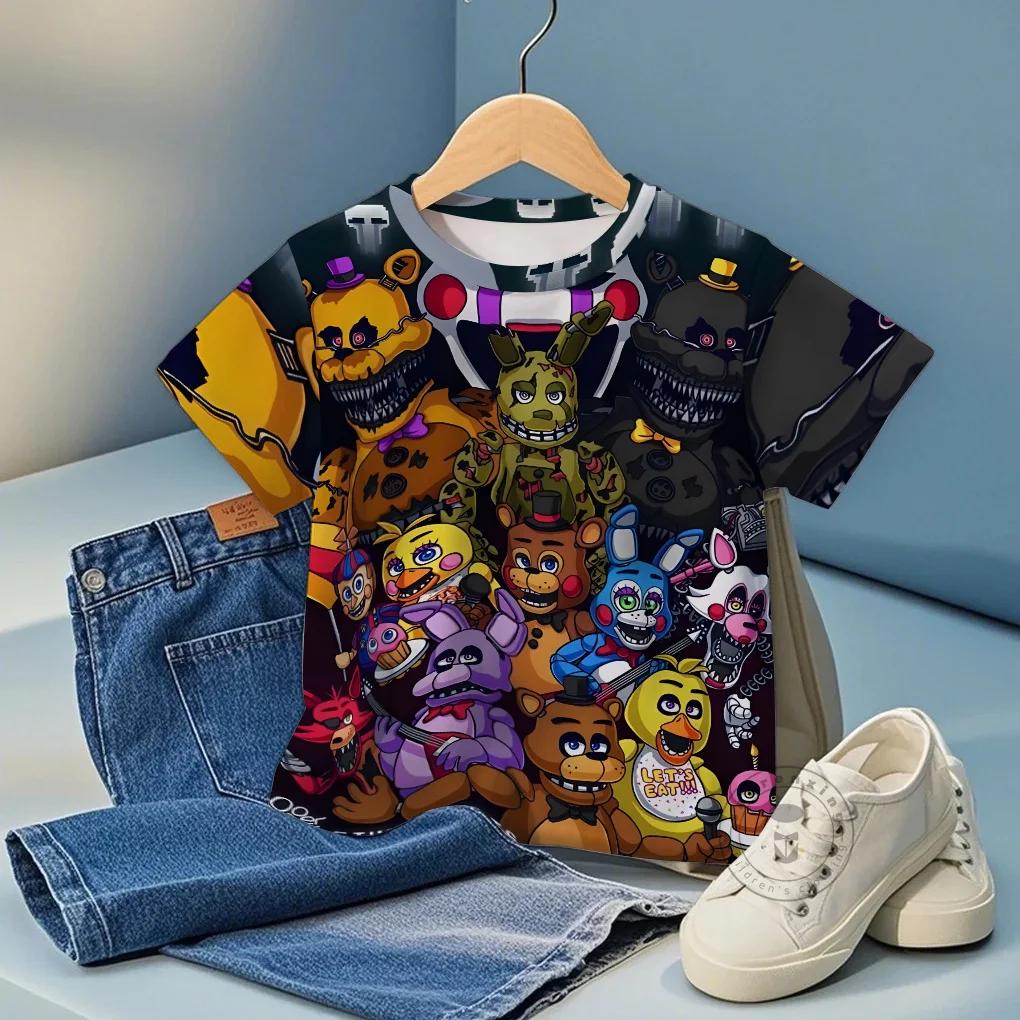 Five Nights At Freddys Freddy Grafik T-Shirt Sommer Heiß Trendig Kinderbekleidung Jungen Mädchen 3D Druck Kurzarm Oberteil Bequem 120
