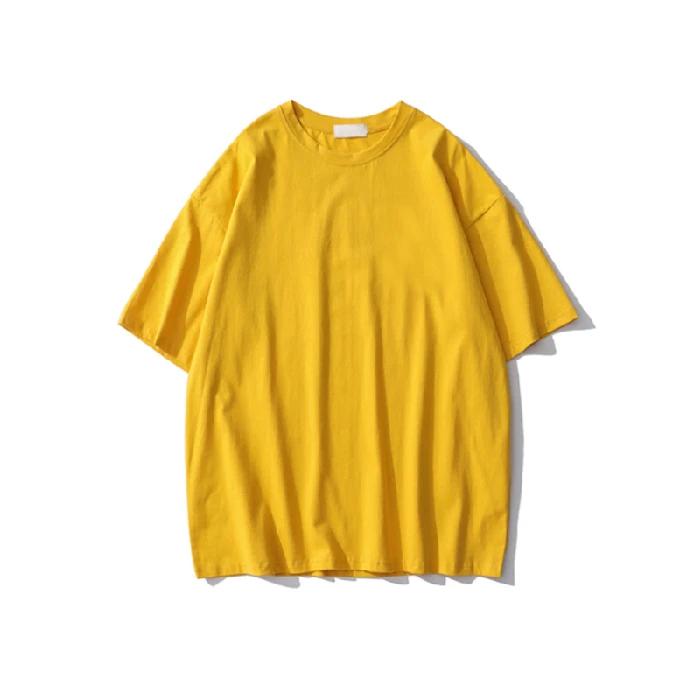 Sommer solide reine Baumwolle T-Shirts Frauen Harajuku Übergroßen Kurzarm y2k Tops Unisex Koreanische Streetwear Casual Basic T-Shirt Weibliche Gute Qualität XXL gelb