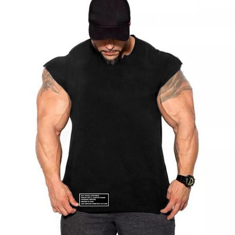 Do The Work Muscleguys Marke Bodybuilding Fitness Herren Mode Lässig Reine Baumwolle Slim Fit Bedruckte Trainingsweste M-2XL XL schwarz