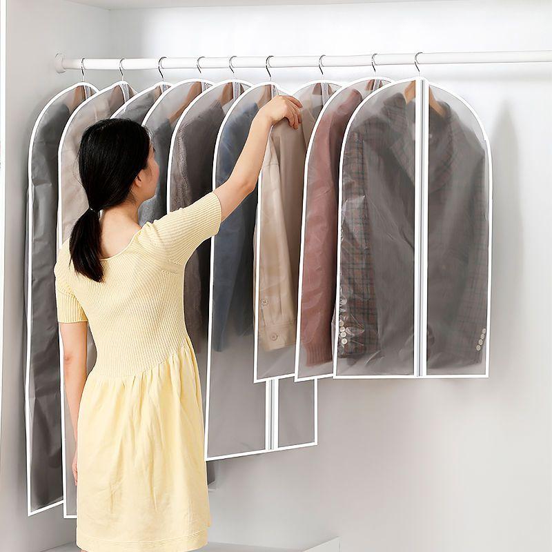 3Pcs Kleidung Staub Abdeckung Hängende Kleidung Tasche Kleidung Abdeckung Unten Jacke Lagerung Tasche Hängen Taschen Mantel Staub Abdeckung Container 3Pcs 60*80cm