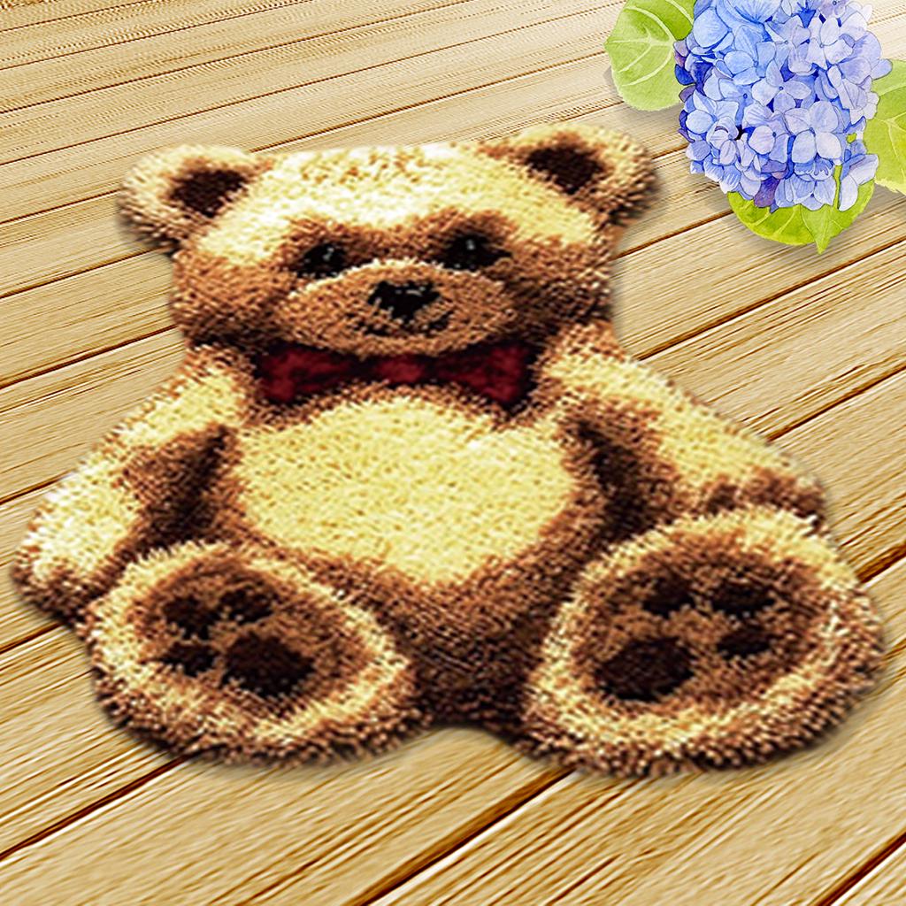 Toy Bear Knüpfsets, Teppiche, Kissen, Bastelarbeiten, Stickereien für Anfänger, Weiß 50 x 40cm braun