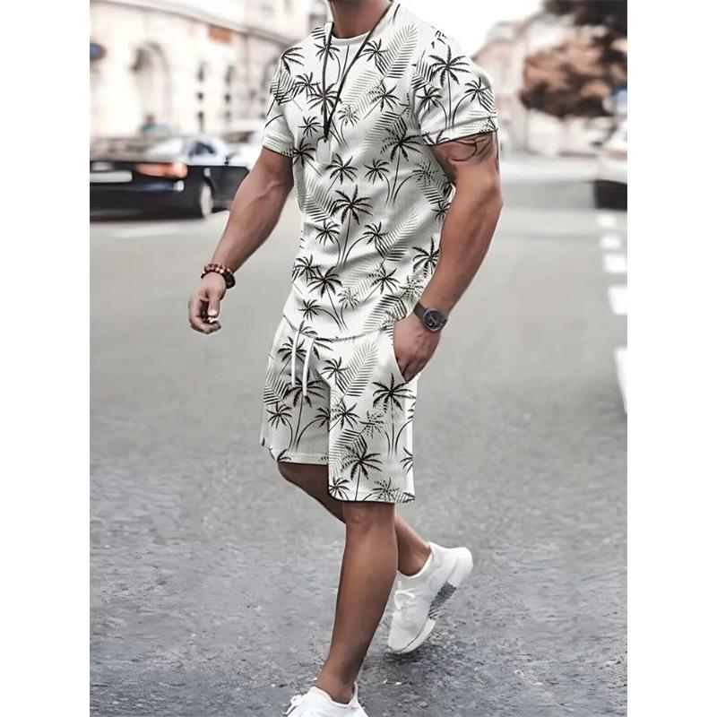 Sommer Anker Blume 3D Druck T-Shirts Shorts Sets Herren Trainingsanzüge Übergroß Kurzarm T-Shirt Hosen Set Herren Anzüge Kleidung L