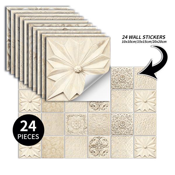 24PCS Kreative Küche Fliesen Aufkleber Wasserdichte Mandala Blumen Fliesen Paste Selbstklebende Tapete Schlafzimmer Dekoration Aufkleber 1 Set 15x15x 24PCS