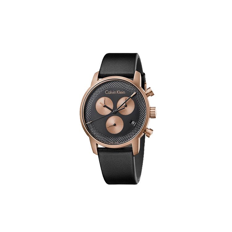Calvin Klein CK Quarz Serie Uhr Quarzwerk Lederarmband 43 mm Schwarzes Zifferblatt Herrenuhren K2G17TC1 Black