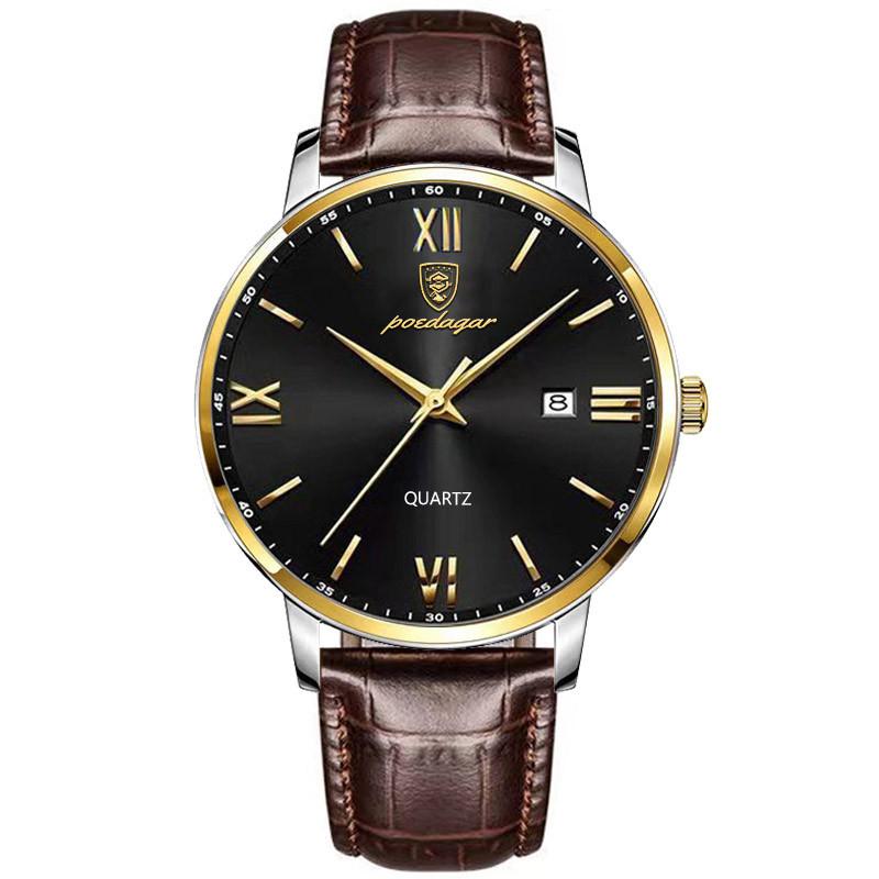 Top Marke Ultra Dünne Herren Uhr Wasserdicht Leuchtende Quarz Uhr Business Leder Sport Luxus Uhr Mlae schwarz/braun