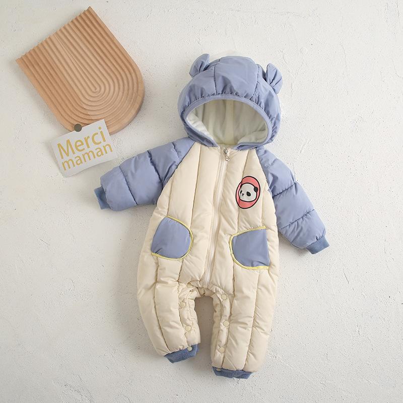 Warmer Babymantel Winter mit Kapuze Mantel Strampler Dickes Outfit Overall Overalls Schneeanzug Kinder Jungen Kleidung Kinderkleidung 80 hellblaue