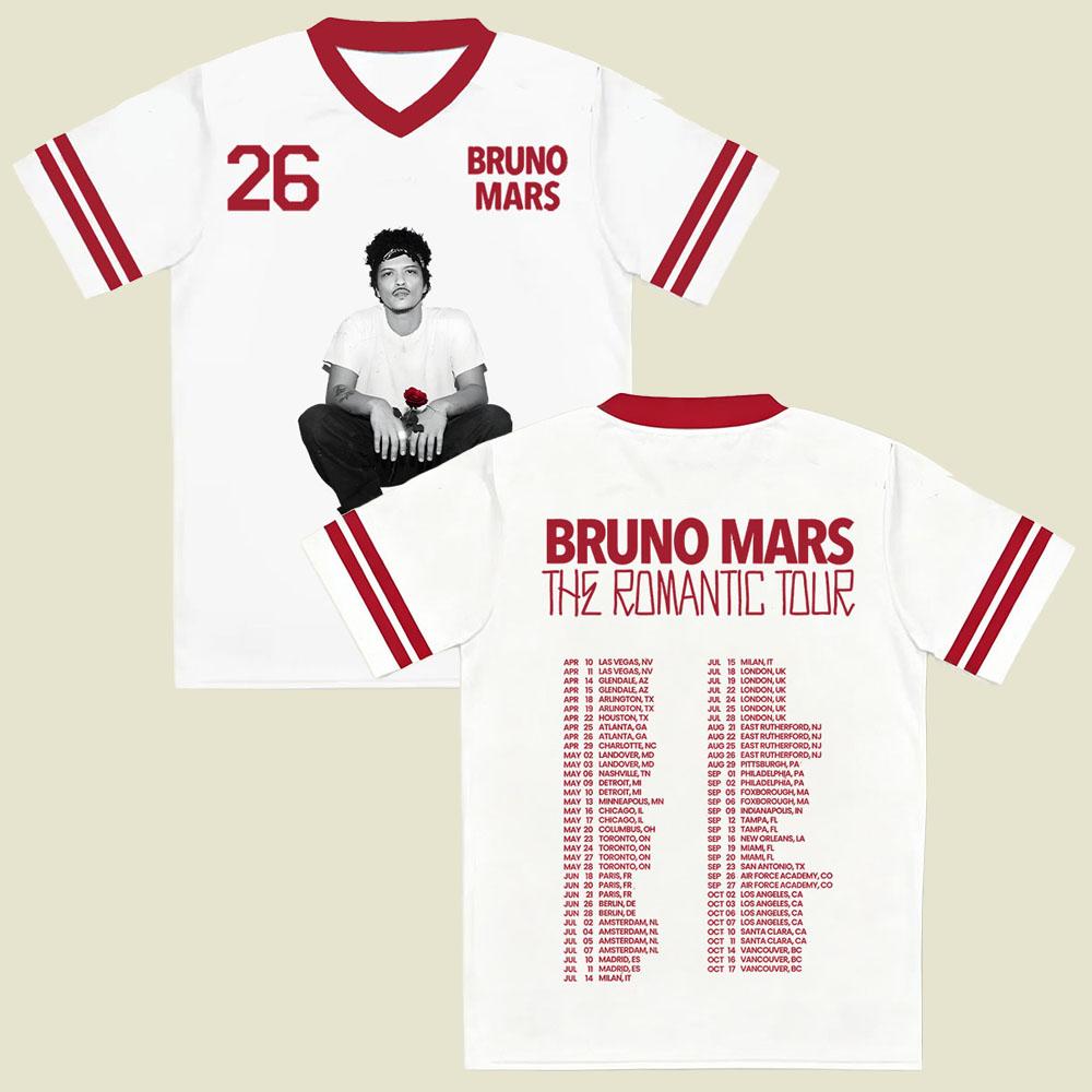 Bruno Mars The Romantic Tour 2026 Fußballtrikot Bruno Mars Konzert Neues Datum Musikfan Geschenk T-Shirt Unisex Musik T-Shirt S
