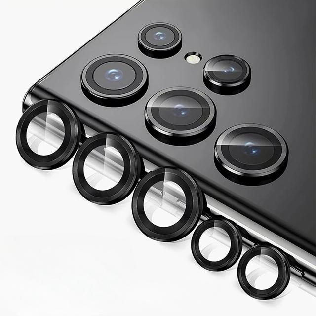 Hochwertiges Metallkameraglas für Samsung Galaxy S24 S25 S23 S22 Ultra. Rücklinsenringabdeckung für Samsung S24 S24Ultra Protector For S23 Ultra schwarz