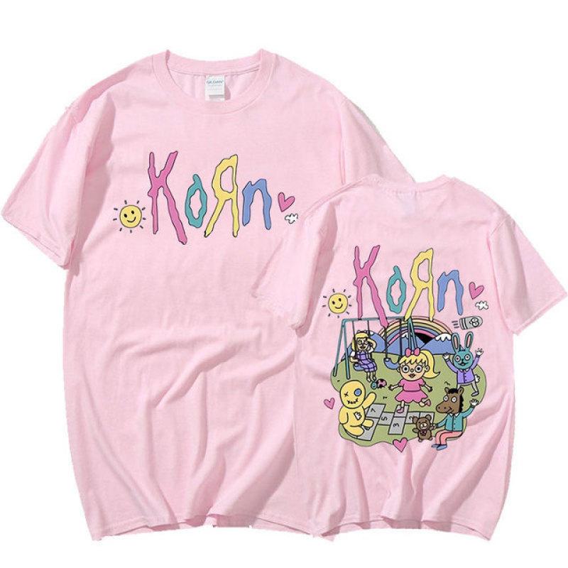 Korn Cartoon Rock Band Musik Album T Hemd männer Vintage Metall Gothic Übergroßen T-shirt Streetwear Sommer Kurzarm T Shirts M