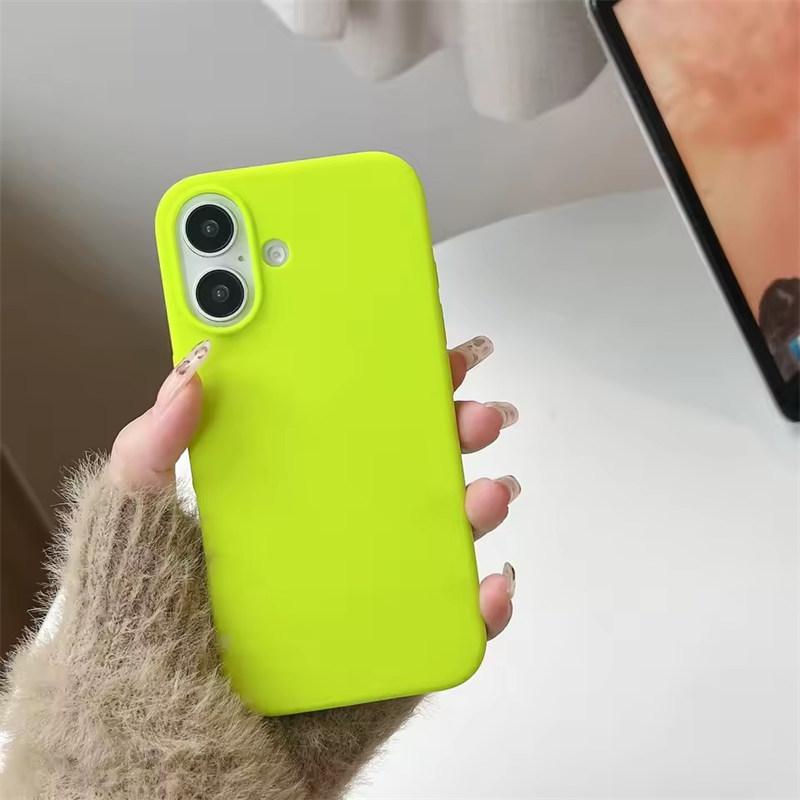 Luxus Flüssigsilikonhülle Für iPhone17 16 15 14 13 12 11Pro Max Plus XS XR Mini 7/8 SE 16E Handyhüllen Für iPhone Vollschutzhülle iPhone 16E fluoreszierende grün
