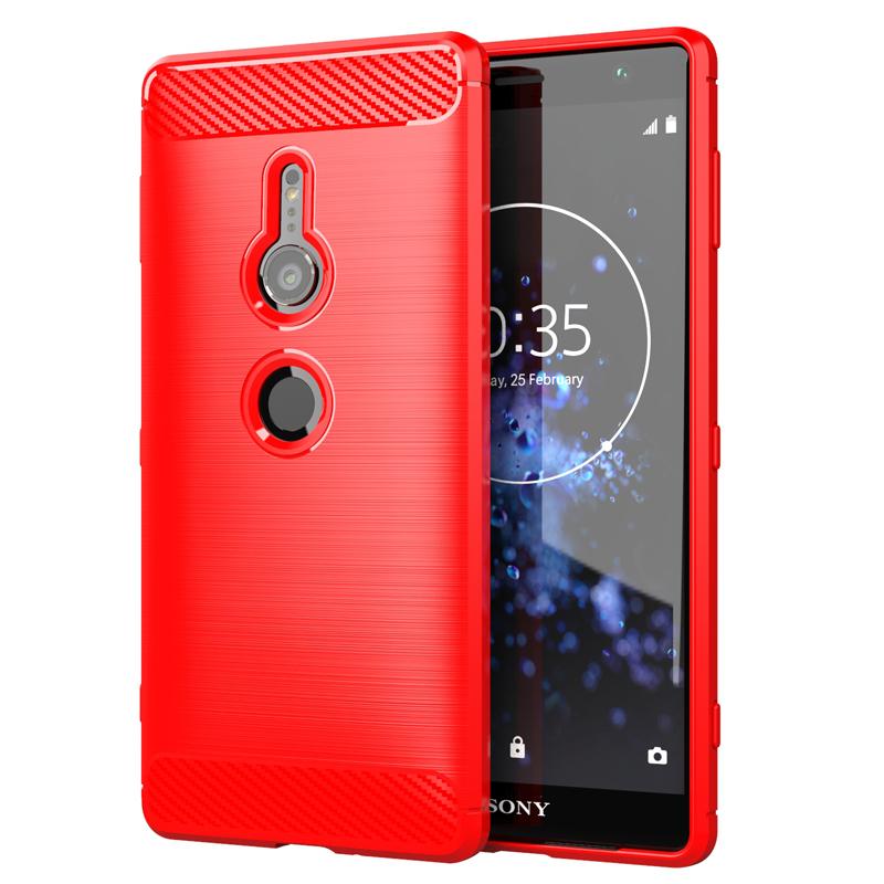 Schutzhülle für Sony Xperia XZ2, stoßfeste Silikonhüllen für Sony Xperia XZ2, flexible TPU-Gummihülle, Coque Fundas Sony Xperia XZ2 rot