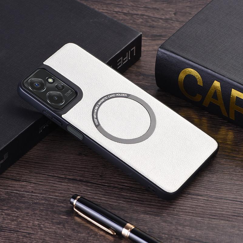 Magsafe Magnetische Kabellose Ladehülle für Moto G34 G24 G04 G14 G84 G54 G 5G 2024 Edge 40 Edge40 Neo Luxus Plain Lederhülle For Moto Edge 40 weiß