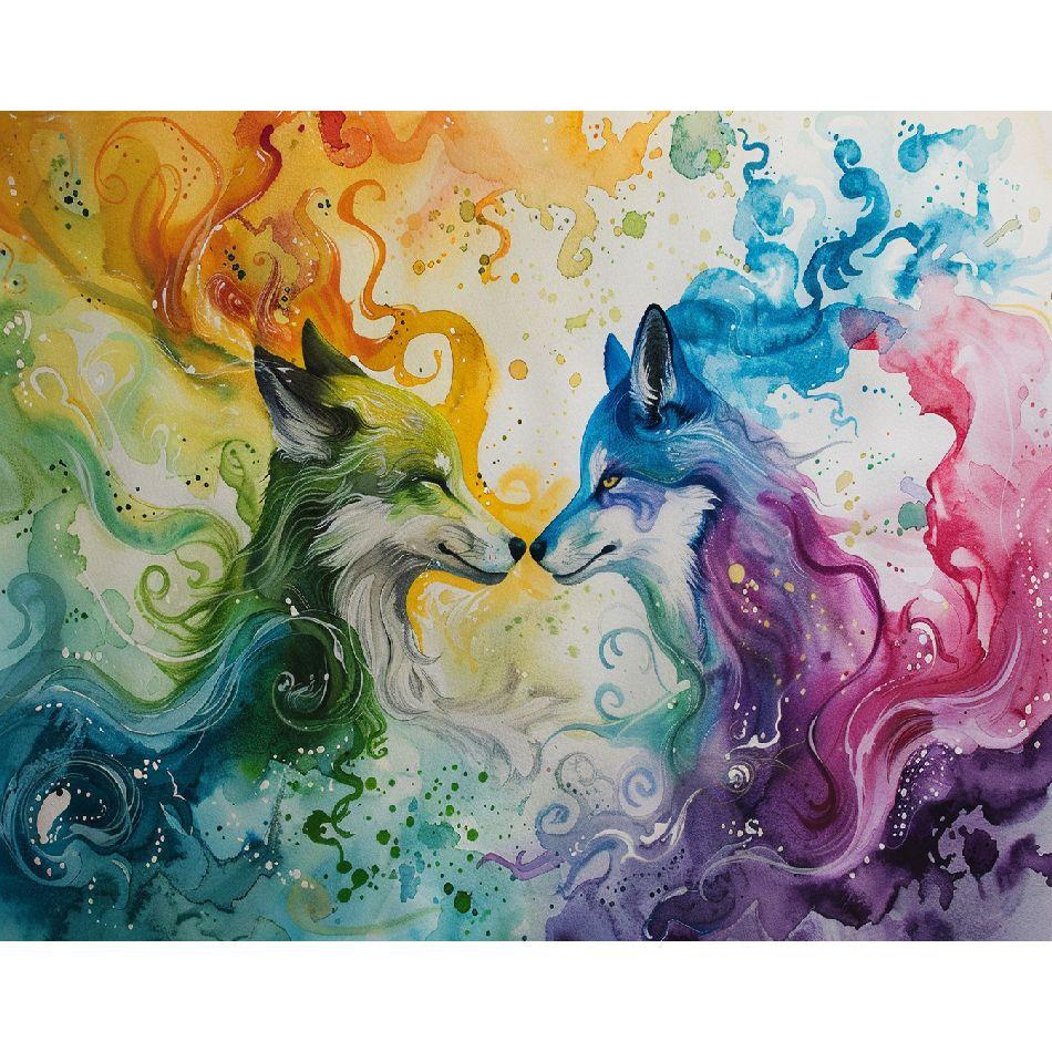 RUOPOTY DIY Malen nach Zahlen Handarbeiten Leinwandgemälde Abstrakte Wolfsbilder Kunstwerk Tier DIY Geschenk für Erwachsene Geschenk 40x50cm NO Frame