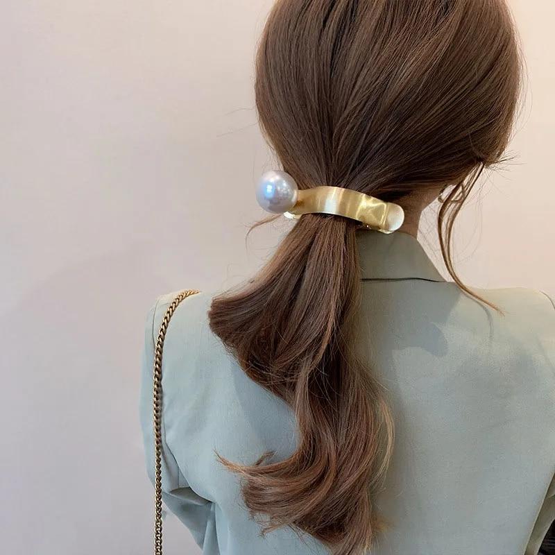 Mode Simualtion Perle Metall Haar Clip Entenschnabel Grip Clip Haarnadel Haar Styling Werkzeuge Frauen Mädchen Haar Zubehör Haarspange gold