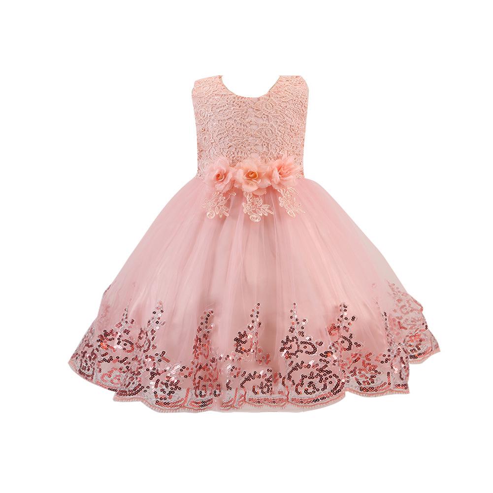 Kinderkleidung Kleidung Mädchen Kleider Schleife Hochzeitskleid Prinzessin Kleid... 130