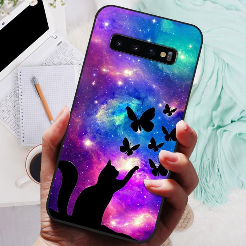 Hülle Für Samsung Galaxy S10 S 10 Plus S10E Handyhülle Niedliche Cartoon Bemalte Weiche TPU Hülle Für Samsung S10 S10+ S10E Schwarze Funda For Samsung S10 Plus blue