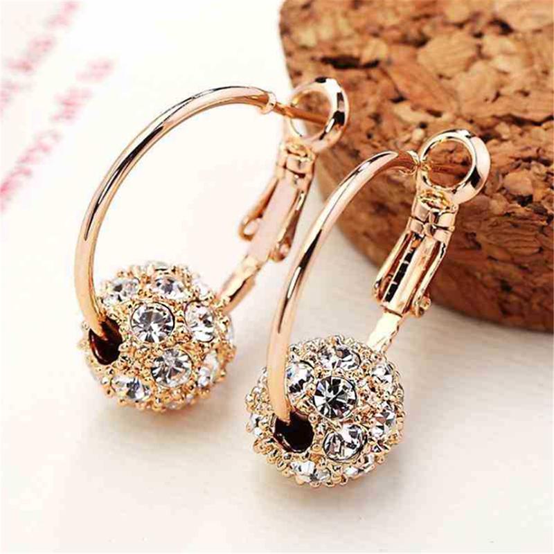 Damen Tropfenohrring Ohrstecker Kugel Bunte Diamant Ohrringe Modeschmuck gold