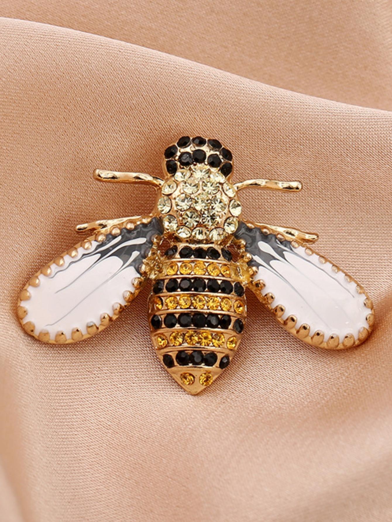 1 Stück Damenmode Trend Personalisierte Imitationsperlen Bienen Brosche Anstecknadel Schmuck Geeignet für Outdoor-Verabredungen, Party, Festival Geschenke brown