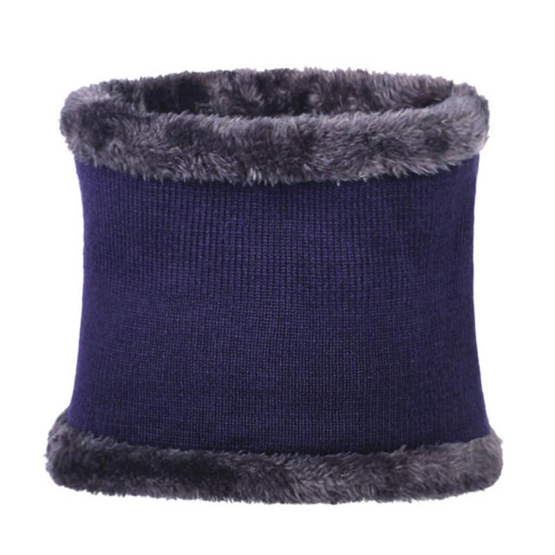 Winter Warme Mütze Mützen Herren Hüte Schal Warme Atmungsaktive Wolle Strickmütze für Männer Doppelschichtige Kappe navy blau