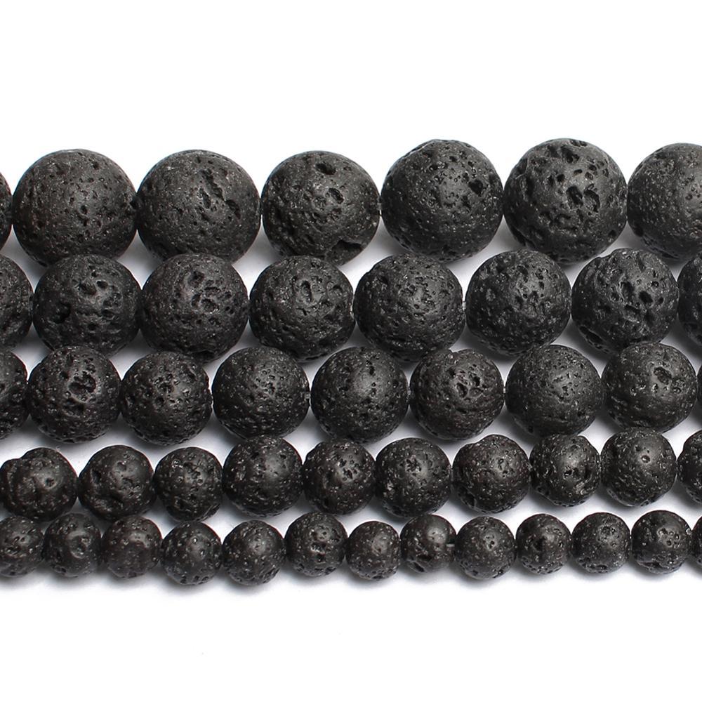 Natürliche schwarze Lavasteinperlen, Edelsteine, Halbedelsteine, DIY-Zubehör, 4/6/8/10/12 mm 8mm 46pcs black